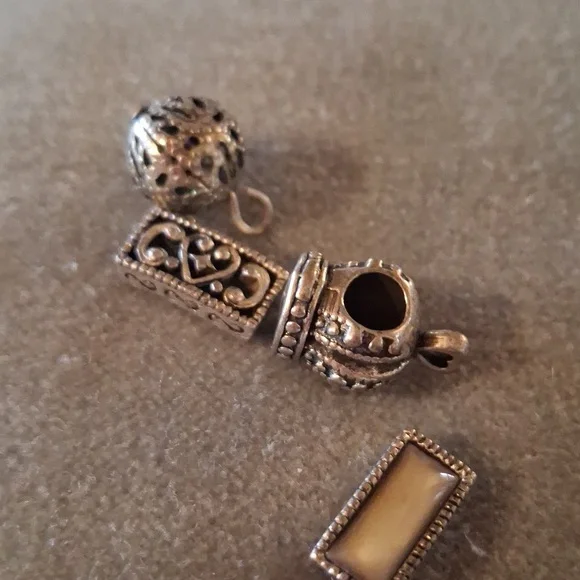 Silver Tone Bead Charms Collection Upcycle Bracelet - Picture 4 of 4